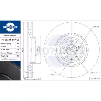 Jeu de 2 disques de frein avant ROTINGER OEM 32006171