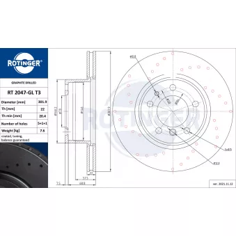 Jeu de 2 disques de frein avant ROTINGER OEM 1160936