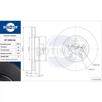 Jeu de 2 disques de frein avant ROTINGER OEM 4351220700