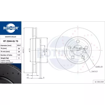 Jeu de 2 disques de frein avant ROTINGER OEM 4351220700