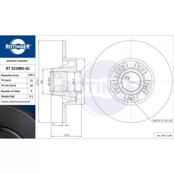 Jeu de 2 disques de frein arrière ROTINGER OEM 4320600QAE