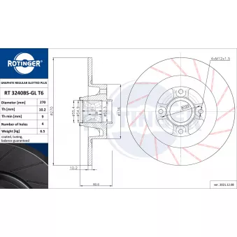 Jeu de 2 disques de frein arrière ROTINGER OEM 7701207898