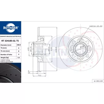 Jeu de 2 disques de frein arrière ROTINGER OEM 424966
