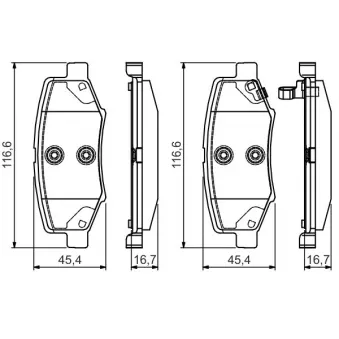 Jeu de 4 plaquettes de frein arrière BOSCH OEM 68003776AA