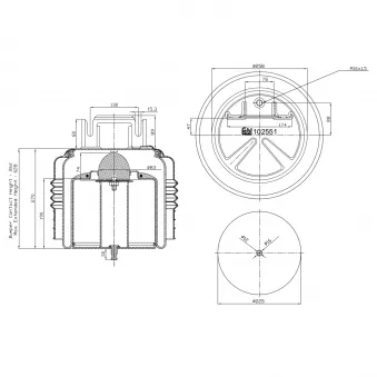 Soufflet à air, suspension pneumatique FEBI BILSTEIN 102551 pour MERCEDES-BENZ ATEGO 2 FH 16/610 - 610cv