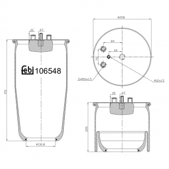 Soufflet à air, suspension pneumatique FEBI BILSTEIN 106548 pour MAN F90 19,260 - 290cv
