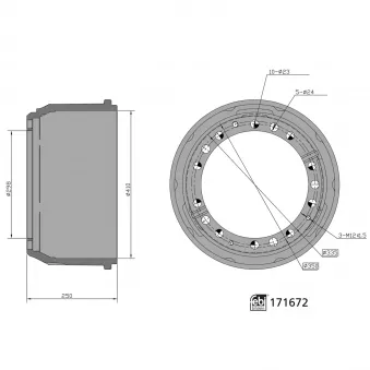 Tambour de frein FEBI BILSTEIN 171672 pour MAN E2000 27,293 - 290cv