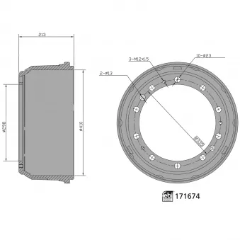 Tambour de frein FEBI BILSTEIN 171674 pour MAN E2000 27,293 - 290cv