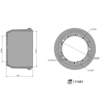 Tambour de frein FEBI BILSTEIN 171681 pour MERCEDES-BENZ ACTROS MP2 / MP3 2651 L - 510cv