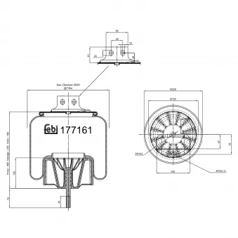 Ressort pneumatique, suspension pneumatique avant gauche FEBI BILSTEIN 177161 pour IVECO STRALIS AS440S46TP - 460cv