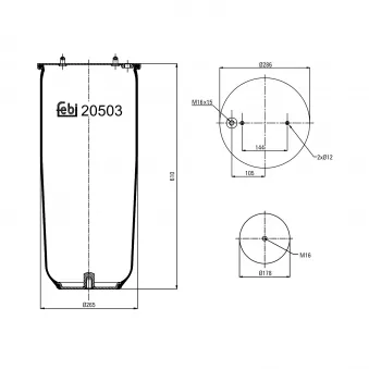 Soufflet à air, suspension pneumatique FEBI BILSTEIN 20503 pour SCANIA P,G,R,T - series G 360 - 360cv