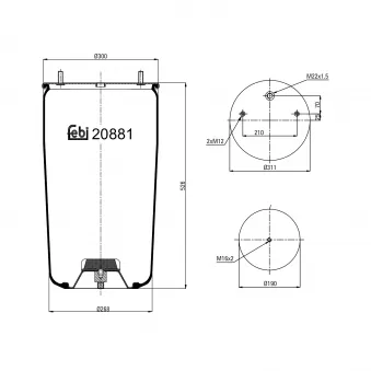 Soufflet à air, suspension pneumatique FEBI BILSTEIN 20881 pour VOLKSWAGEN CADDY 1.8 - 95cv