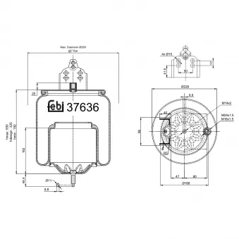 Soufflet à air, suspension pneumatique FEBI BILSTEIN 37636 pour VOLVO FH12 FH 12/420 - 420cv