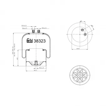 Soufflet à air, suspension pneumatique FEBI BILSTEIN 38323 pour MERCEDES-BENZ ACTROS MP2 / MP3 2641 LS - 408cv