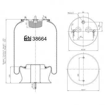 Soufflet à air, suspension pneumatique FEBI BILSTEIN 38664 pour SCANIA P,G,R,T - series P 440 - 441cv