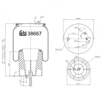 Soufflet à air, suspension pneumatique FEBI BILSTEIN 38667 pour SCANIA P,G,R,T - series P 370 - 370cv