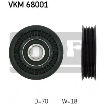 Poulie renvoi/transmission, courroie trapézoïdale à nervures SKF VKM 68001