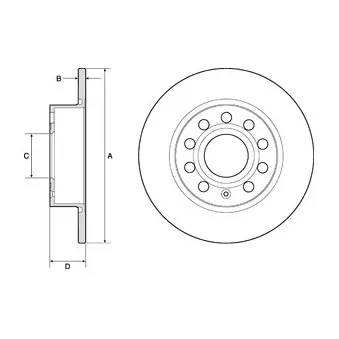 Jeu de 2 disques de frein arrière DELPHI OEM 1k0615601k