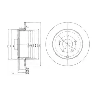 Jeu de 2 disques de frein arrière DELPHI [BG4035]