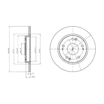 Jeu de 2 disques de frein arrière DELPHI BG4280 pour HONDA CR-Z 1.5 Hybrid - 121cv