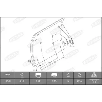 Garniture de sabot de frein BERAL 19581 18,80 00 6 1616 pour MERCEDES-BENZ O 303 O 303 - 216cv