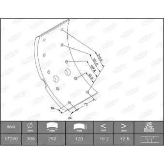 Garniture de sabot de frein BERAL KBL17280.3-1561 pour MERCEDES-BENZ LK/LN2 817 S,817 LS - 158cv