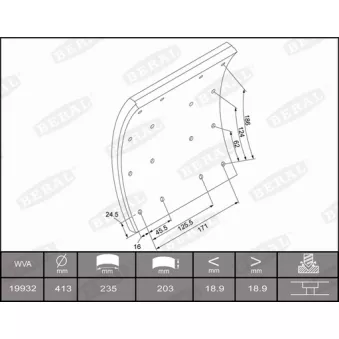 Jeu de garnitures de frein, frein à tambour BERAL OEM 551166