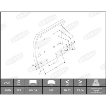 Garniture de sabot de frein BERAL KBL19099.0-1637 pour IVECO EUROSTAR LD 440 E 40 T - 400cv