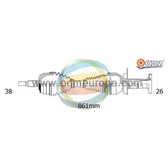 Arbre de transmission ODM-MULTIPARTS 18-216200 pour VOLKSWAGEN TRANSPORTER - COMBI 2.0 TDI - 102cv