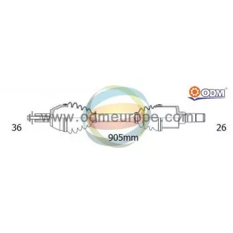 Arbre de transmission ODM-MULTIPARTS 18-216480 pour VOLKSWAGEN PASSAT 1.6 FSI - 115cv