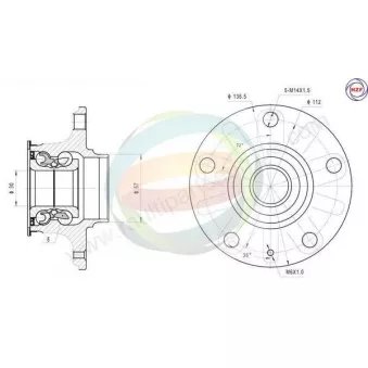 Roulement de roue arrière ODM-MULTIPARTS 70-210039 pour MAN F90 1.4 TSI - 122cv
