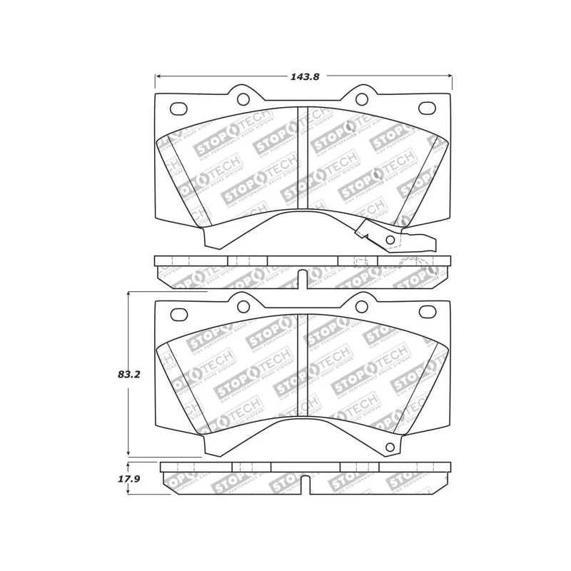 Jeu de 4 plaquettes de frein avant STOPTECH 309.13030 - Visuel 2
