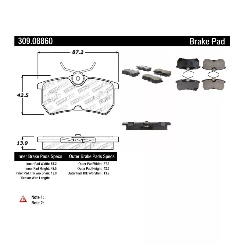 Jeu de 4 plaquettes de frein STOPTECH 309.08860 - Visuel 2