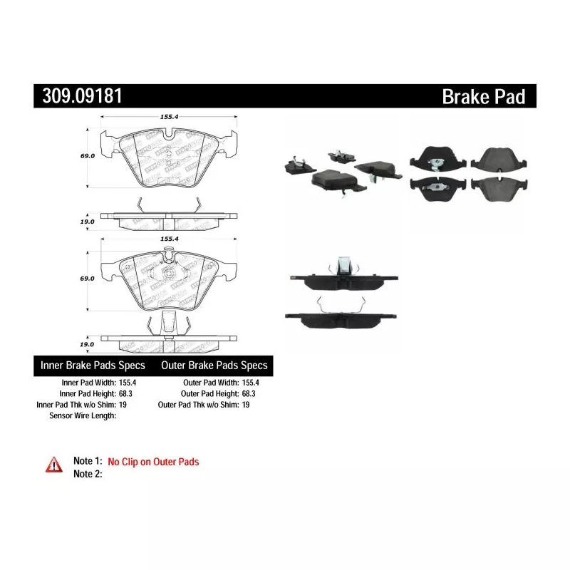 Jeu de 4 plaquettes de frein avant STOPTECH 309.09181 - Visuel 2