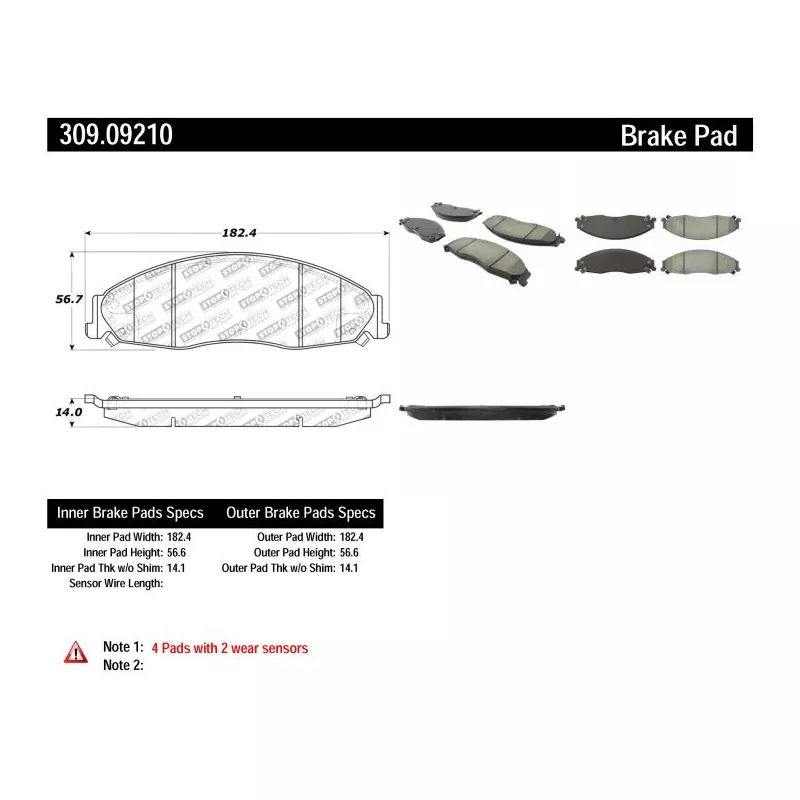 Jeu de 4 plaquettes de frein avant STOPTECH 309.09210 - Visuel 2