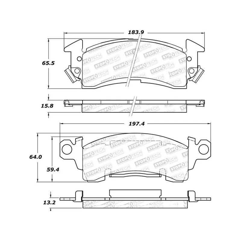 Jeu de 4 plaquettes de frein avant STOPTECH 308.00520 - Visuel 1