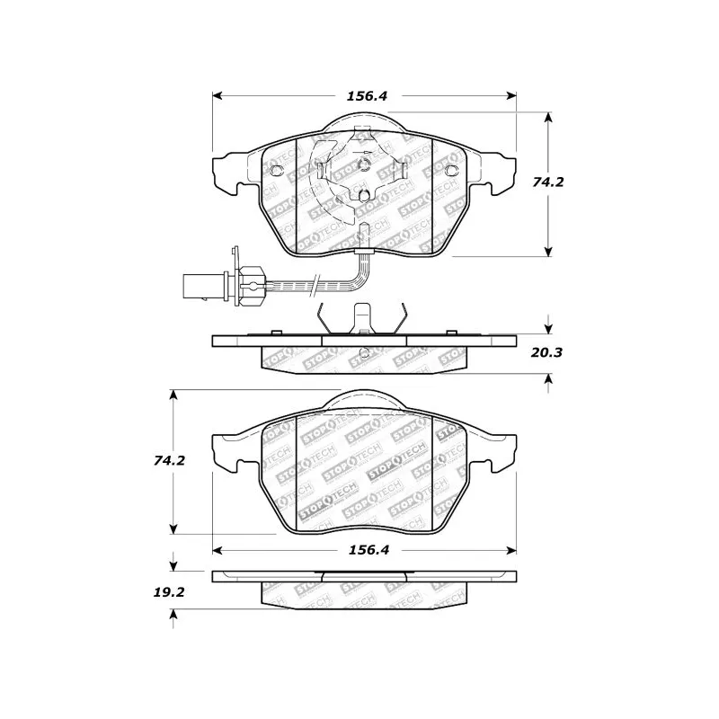 Jeu de 4 plaquettes de frein avant STOPTECH 308.08400 - Visuel 1