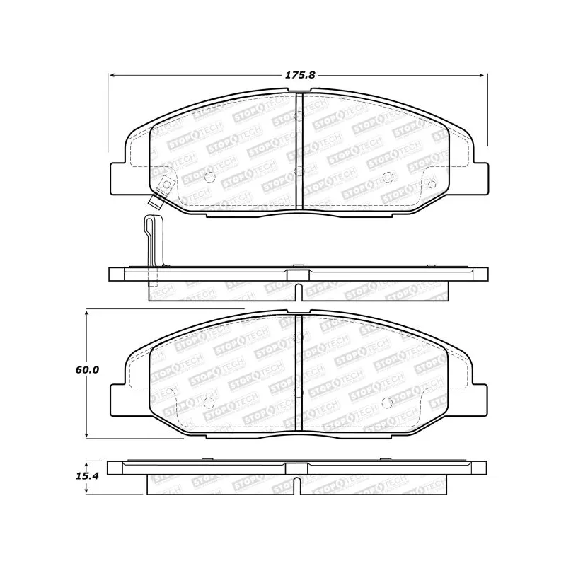 Jeu de 4 plaquettes de frein avant STOPTECH 308.13320 - Visuel 1
