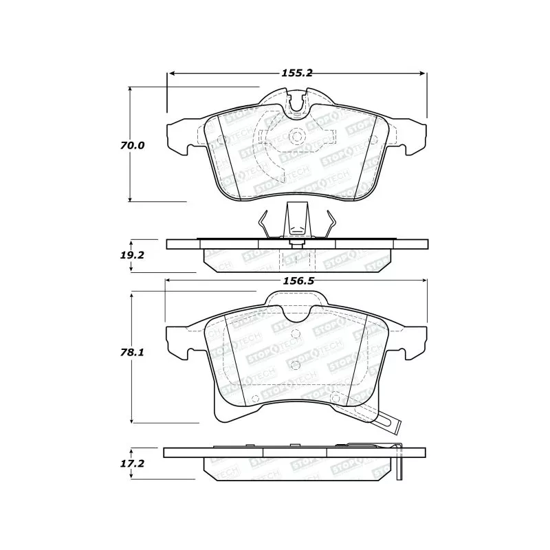 Jeu de 4 plaquettes de frein avant STOPTECH 308.13610 - Visuel 1