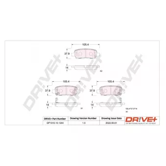 Jeu de 4 plaquettes de frein arrière Dr!ve+ OEM D4M609N00B