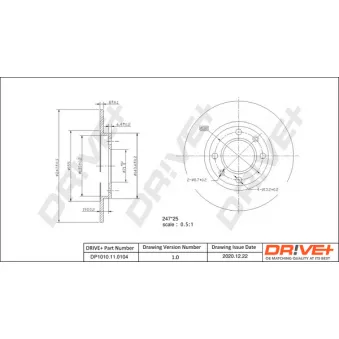 Jeu de 2 disques de frein arrière Dr!ve+ DP1010.11.0104 pour DAF XF 105 2.0 HDI 90 - 90cv