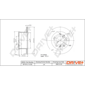 Jeu de 2 disques de frein arrière Dr!ve+ OEM 2D0501205C
