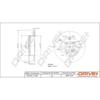 Jeu de 2 disques de frein arrière Dr!ve+ OEM 4243102080