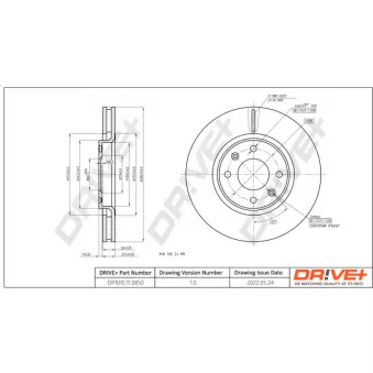 Jeu de 2 disques de frein avant Dr!ve+ DP1010.11.0850 pour CITROEN C4 1.2 PureTech 130 - 130cv