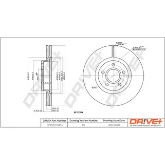 Jeu de 2 disques de frein avant Dr!ve+ DP1010.11.0855 pour FORD C-MAX 2.0 TDCi - 170cv