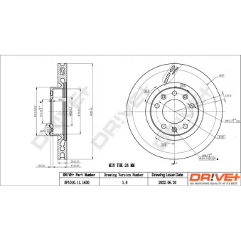 Jeu de 2 disques de frein avant Dr!ve+ DP1010.11.1630 pour PEUGEOT 308 2.0 GT BlueHDi 180 - 181cv