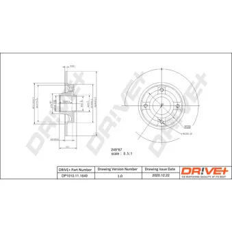 Jeu de 2 disques de frein arrière Dr!ve+ DP1010.11.1649 pour MAN F90 1.2 THP 110 - 110cv