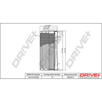 Filtre à air Dr!ve+ DP1110.10.0765 pour JOHN DEERE Series 5 5100GF, 5100GN, 5100GV - 99cv