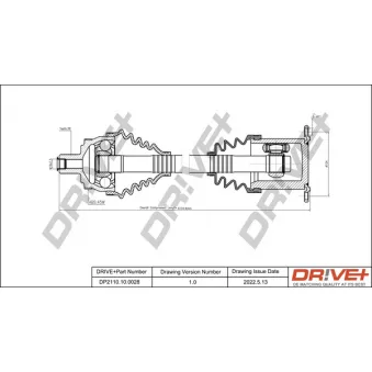 Arbre de transmission Dr!ve+ DP2110.10.0028 pour AUDI A4 2.0 - 130cv