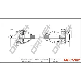 Arbre de transmission Dr!ve+ DP2110.10.0030 pour AUDI A4 3.0 quattro - 218cv
